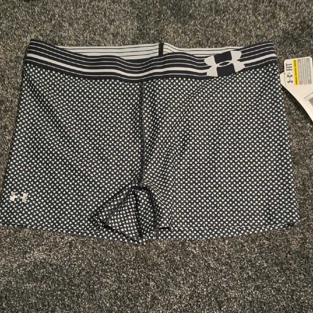 Under Armour Women's Black and White Patterned Athletic Shorts